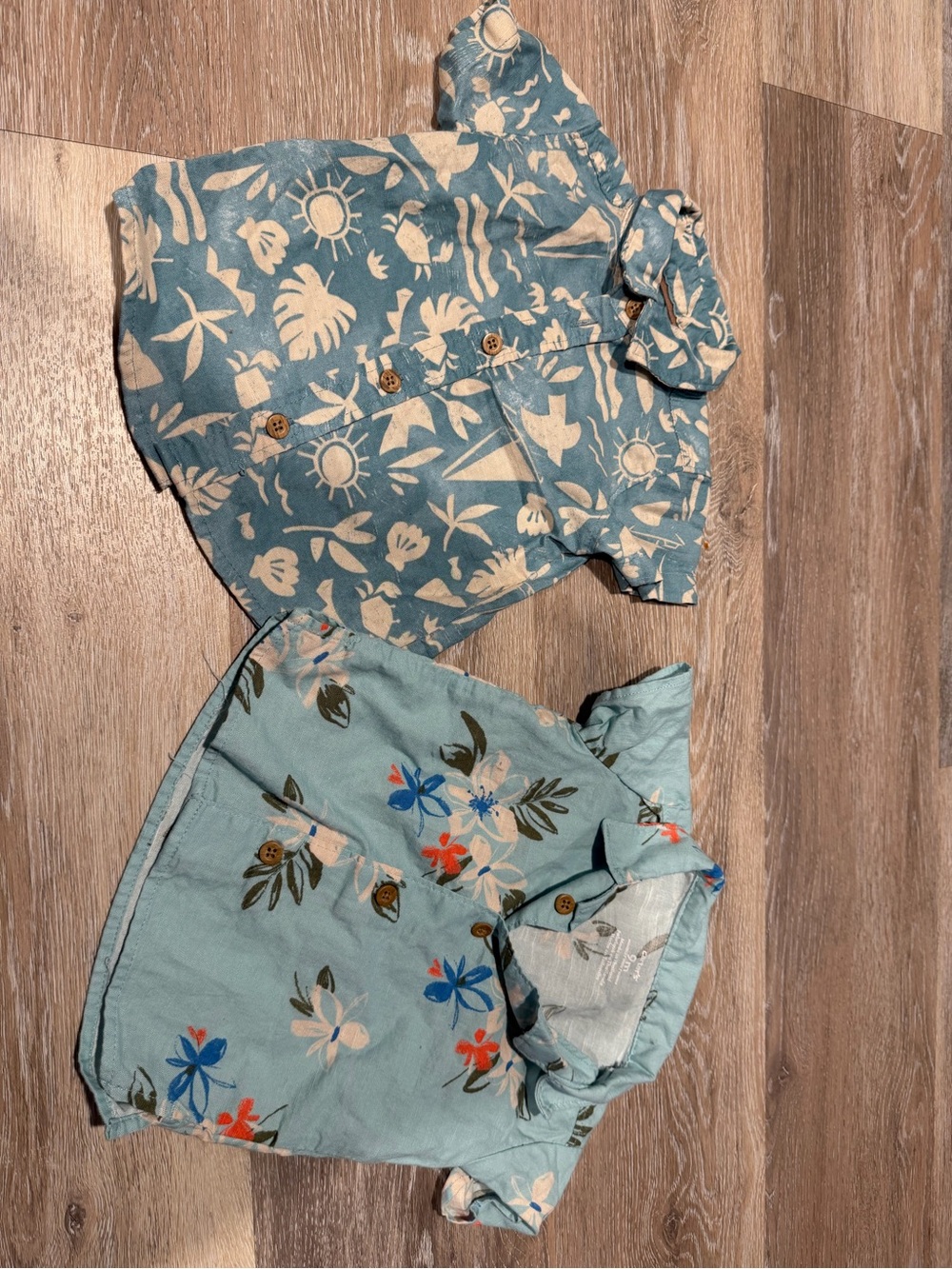 Carter's Blue Tropical Print Button-Down Shirts - 2 Pack